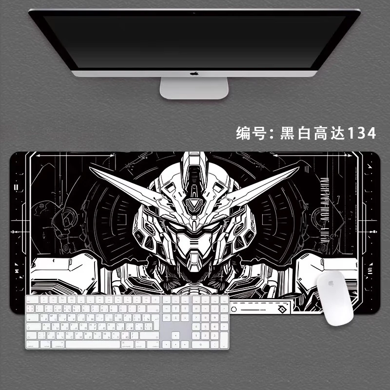 Vintage Black & White Gundam Creative Leather Mouse Pad Over
