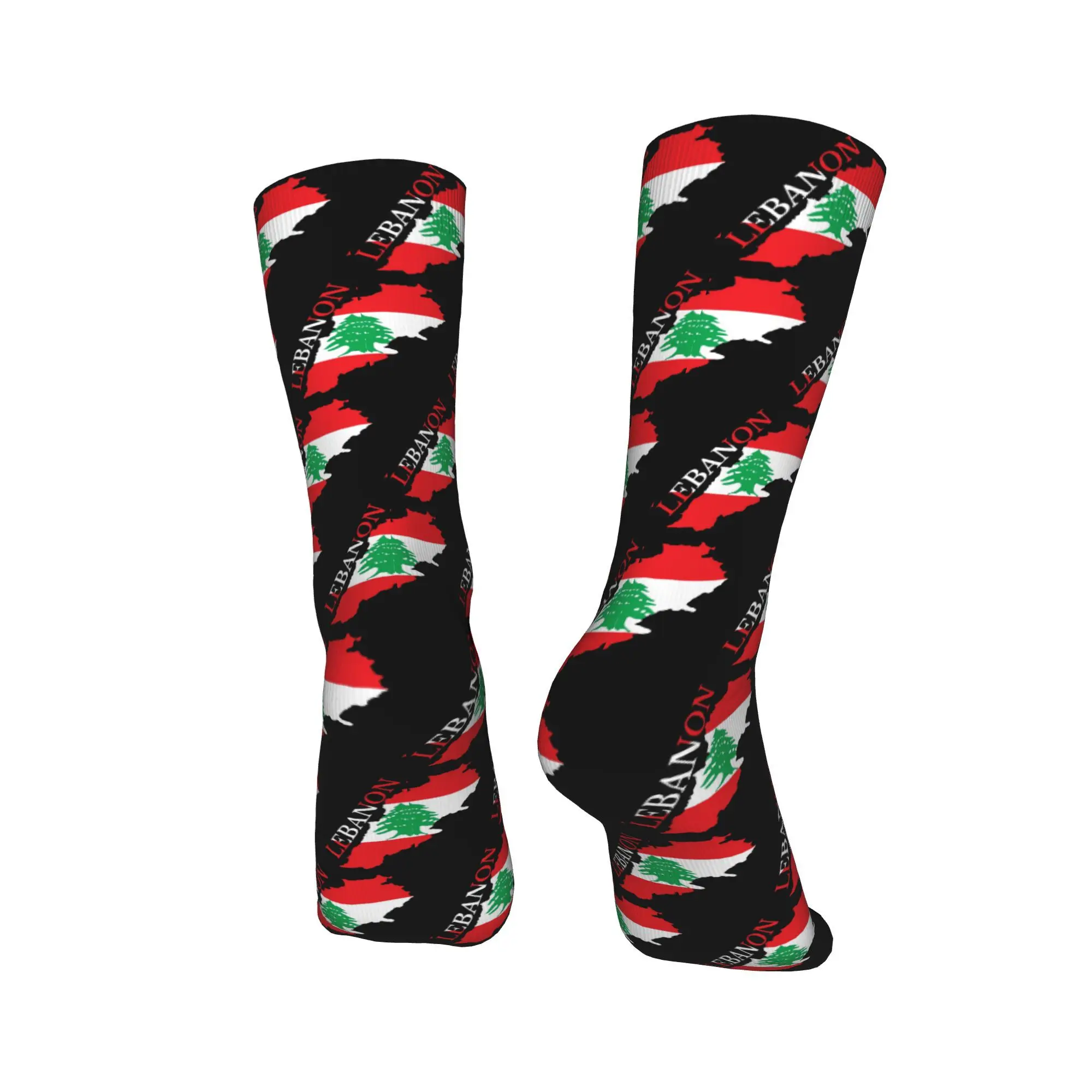 Alle seizoenen Libanon vlag kaart sokken Harajuku super zachte kousen Crew sokken voor mannen vrouwen verjaardagscadeau