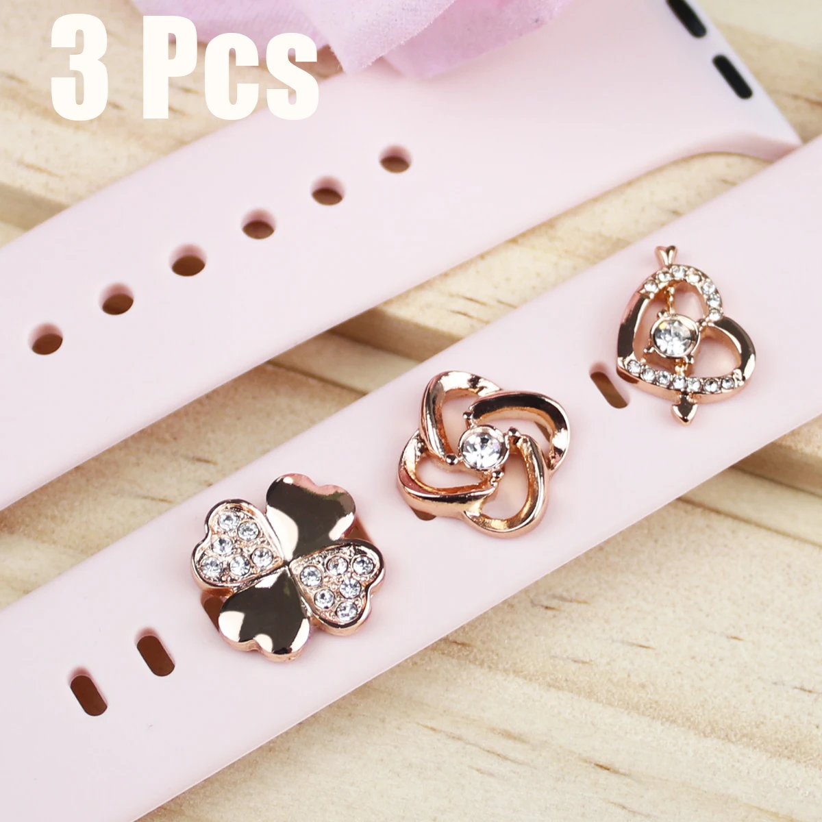 

Metal Decorative Nail For Apple Watch Band iWatch/Galaxy Watch Strap Heart Ornament Charms Bracelet Diamond Silicone Strap Nails