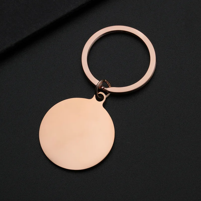 LLavero personalizado con placa redonda de acero inoxidable, accesorios para coche, regalo, venta al por mayor, 1 ud.