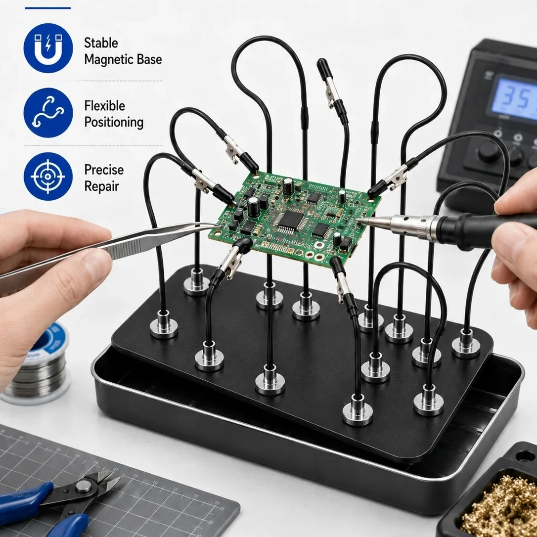 Model Painting Stand Base Holder 12PCS Alligator Clip Sticks Magnetic Bendable for Airbrush Spray Hobby DIY Model Crafting view 2