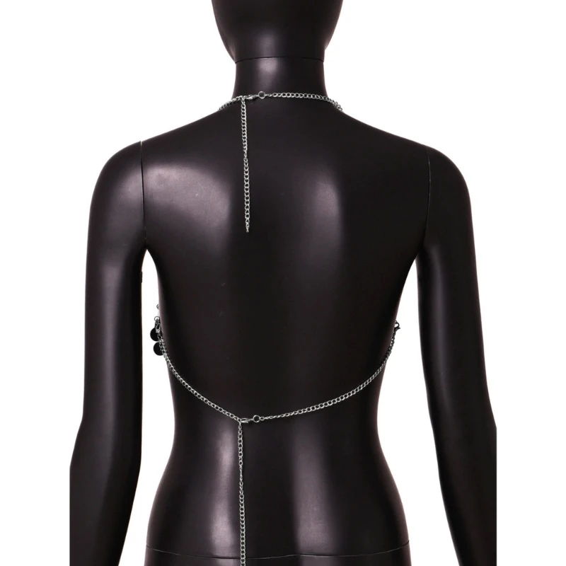 

Женский сексуальный укороченный топ с блестящими пайетками, блестящими кисточками и открытой спиной, цепочка на бретельках F3MD