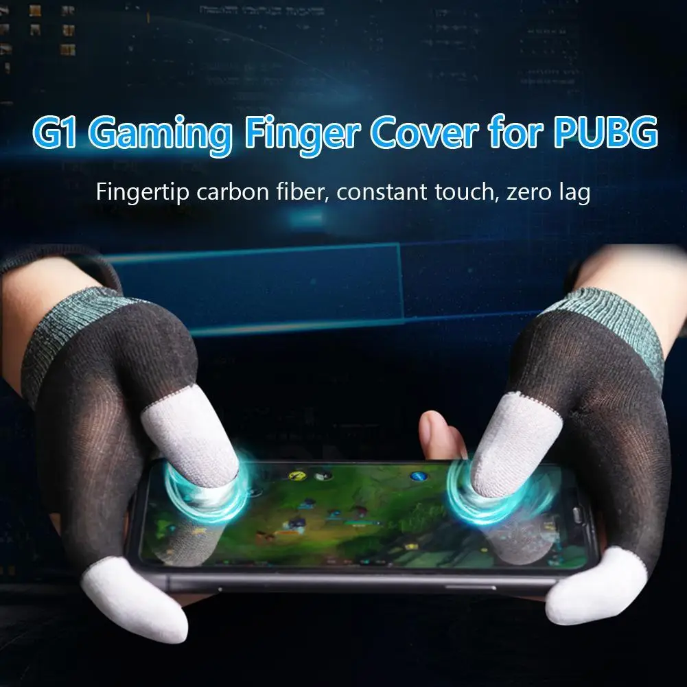 1 Pair Gaming Finger Sleeve Anti-slip Gamer Gloves Sweatproof Fingertip Cover Thumb Gloves Breathable for PUBG Mobile Phone Game