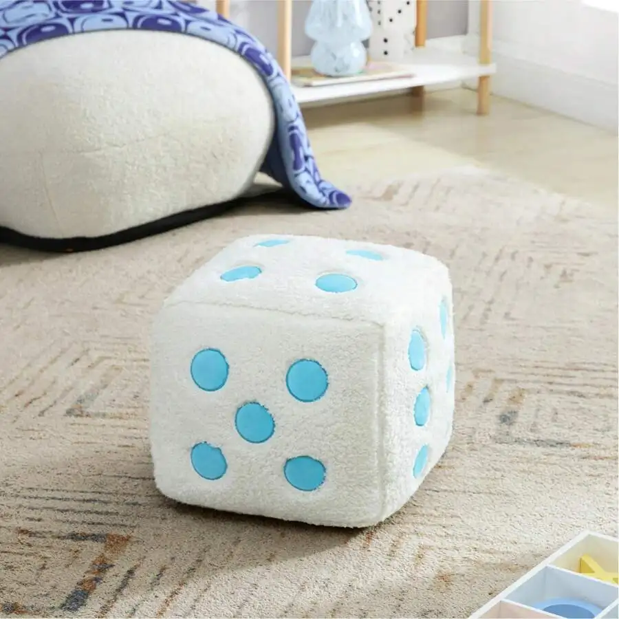 10.5' X 10.5' Blue & White Dice Decorative Pillow, Teens And Young Adults