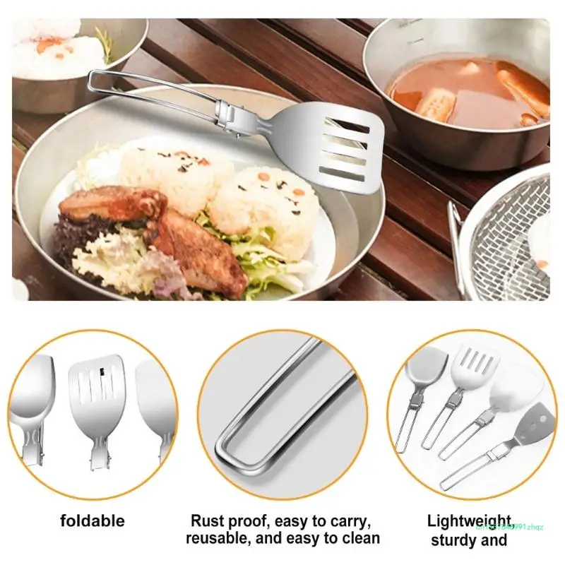 Folding Stainless Steel Kitchenwares Cooking Utensils for Campers and Travelers