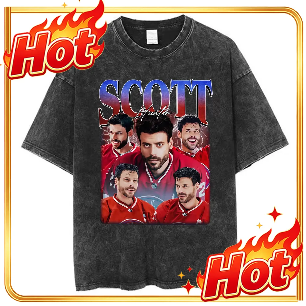 Custom Vintage Washed Heated Rivalry Scott Hunter Graphic T-shirts Men Women Clothing Fashion Harajuku Cotton Short Sleeves T Sh