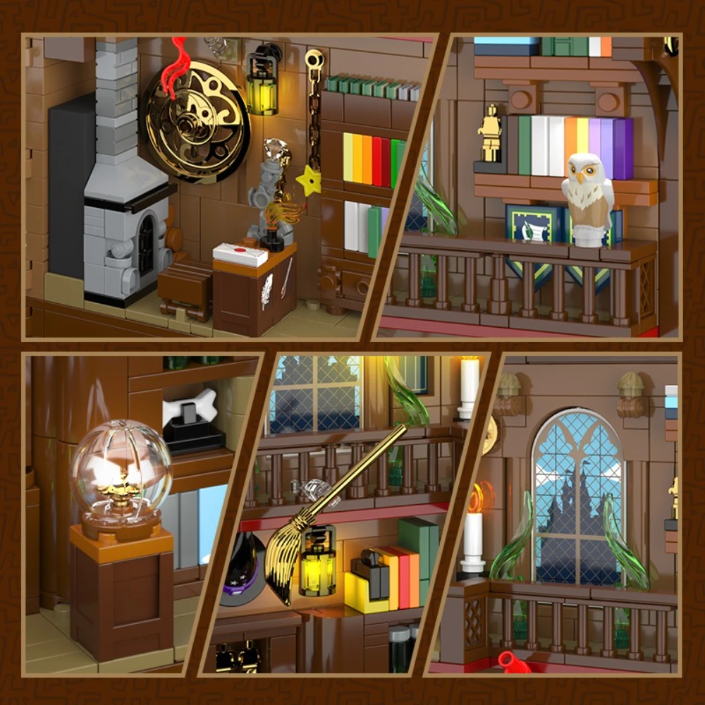 MOC ماجيك مكتبة كتاب حامل اللبنات مجموعة مكتبة صالة قابلة للتوسيع مع لعبة خفيفة للأطفال هدايا عيد الميلاد والعطلات