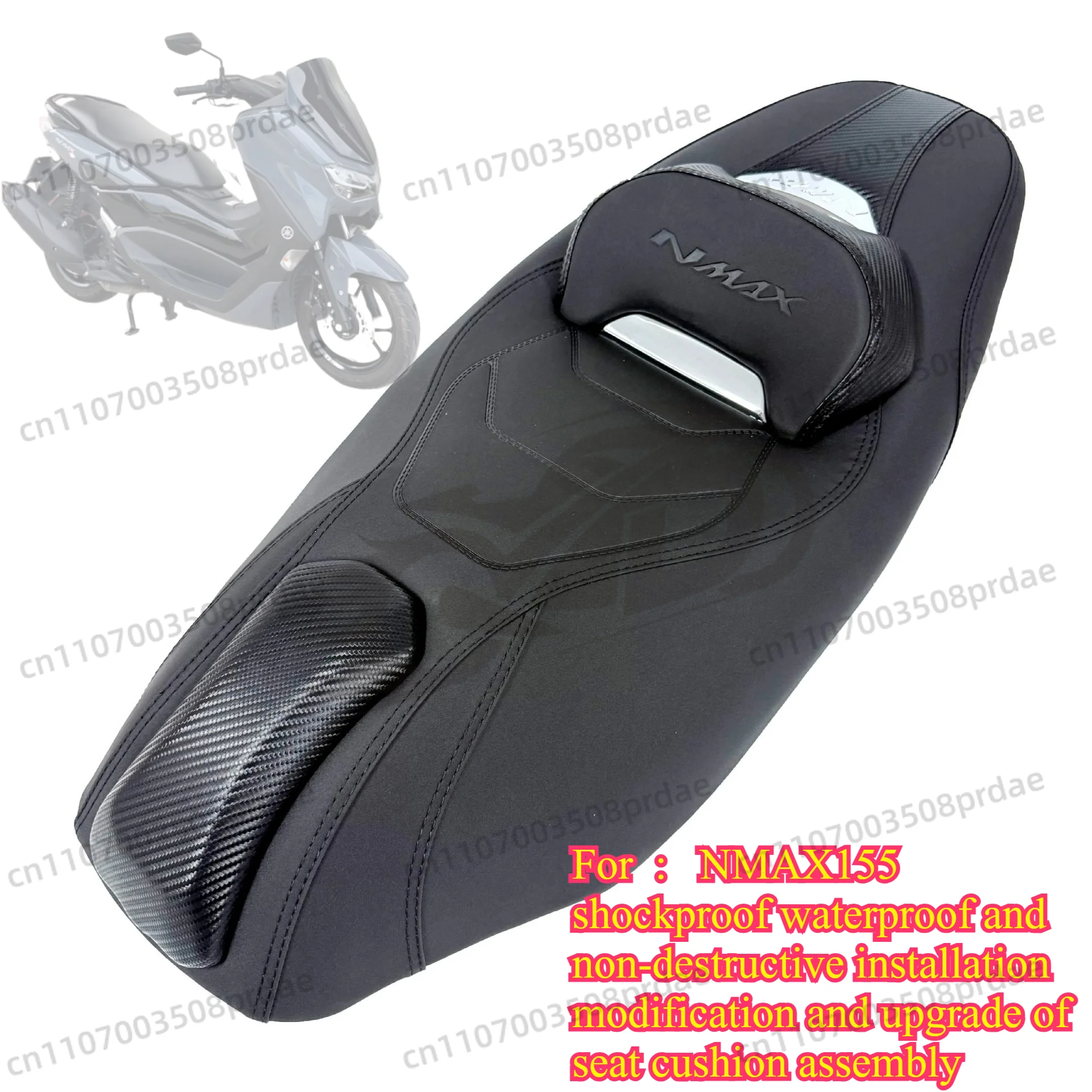 Für NMAX155 Modifiziertes Sitzkissen Neues Upgrade mit Rückenlehne Rutschfestes Motorradsitzkissen
