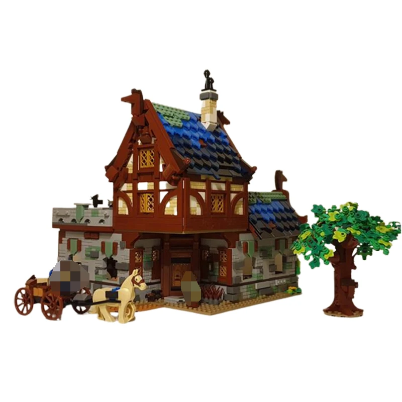 Street View Series MOC-94636 Medieval Stables Building Block Collection Experts High Difficulty Puzzle Education Brick Toy Gifts