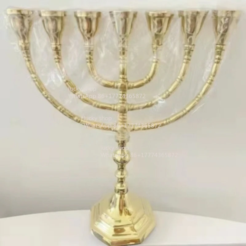 Gifts Church Home Ornament Gold Vintage Seven-branch Candlestick