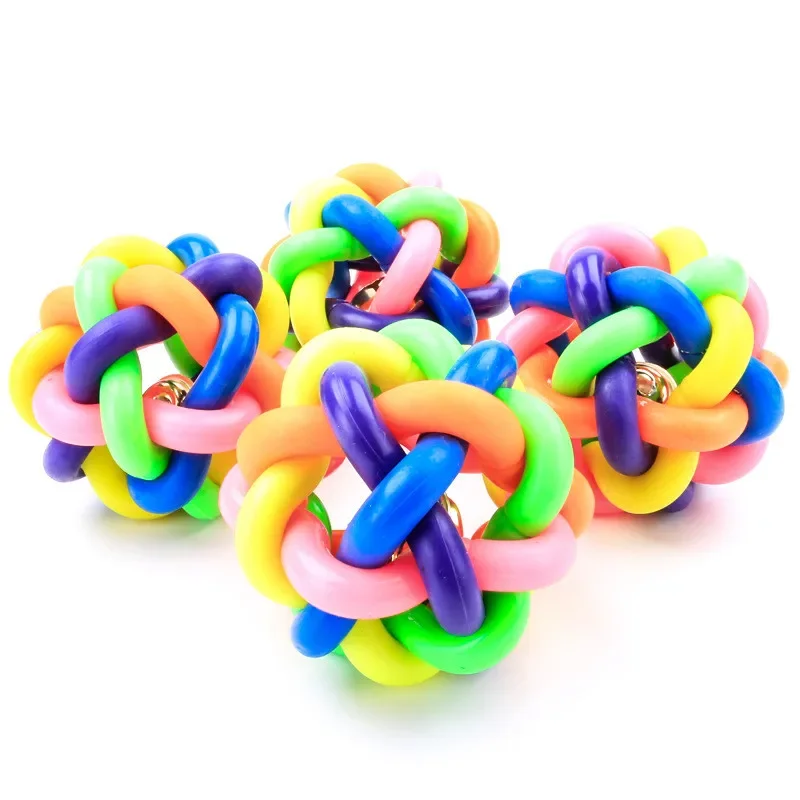 لعبة الكلب أجراس ملونة كرات مطاطية الحيوانات الأليفة القط الكلب لعب لعبة مضغة لدغة مقاومة الصوت التدريب الإنسان الحيوانات الأليفة التفاعل الملحقات #3