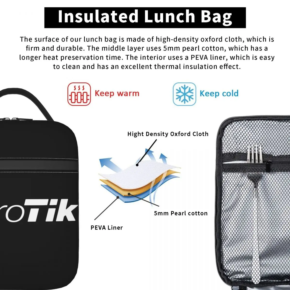 MikroTik Logo Insulated Lunch Bag Tote Food Handbag