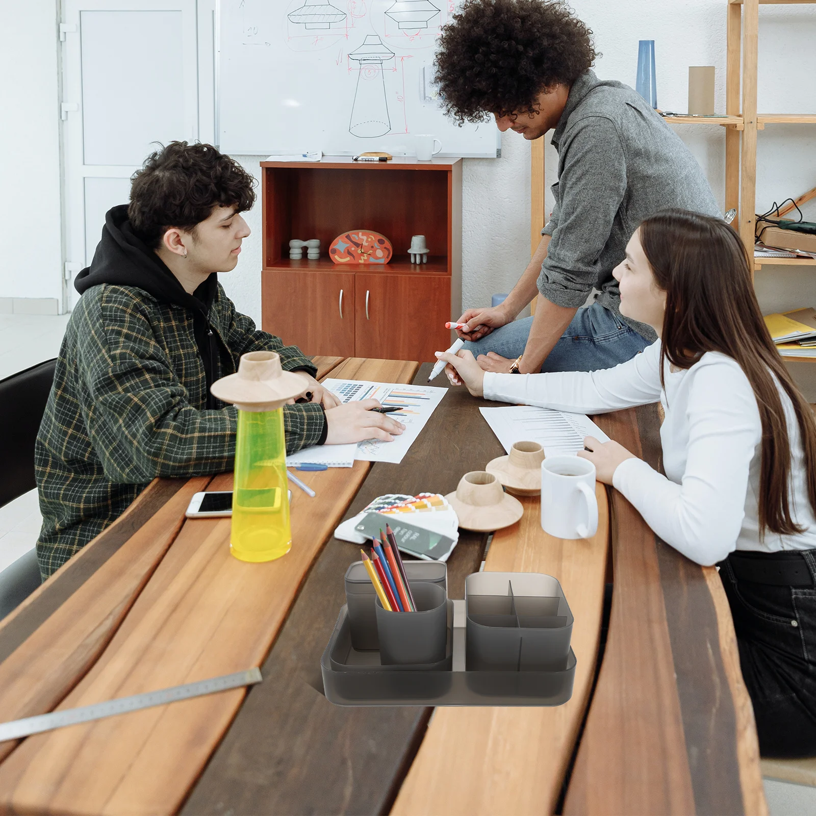 

5pcs Desktop Organizer Box Plastic For Makeup Brushes Nail Polish Cosmetics Storage Container Brush Pen Organizer Desk Pen