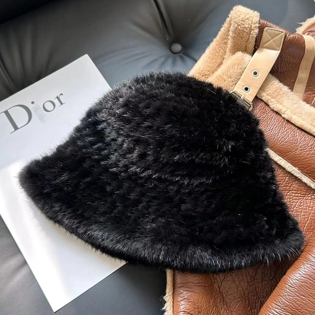 Real Mink Fur Hat For Women Winter Luxury Outdoor Warm Genuine Knitted Mink Fur Cap 100% Natural Mink Bucket Hats Beanies Female