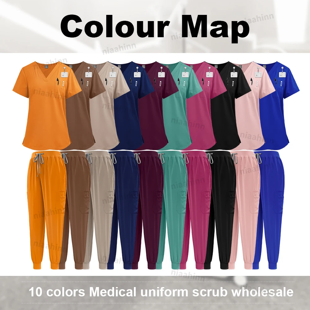 Aesthetic Uniforms Beauty Salon Manicurists Work Clothes Sets Fashion V-neck Shirt Joggers Pants Dental Scrub Veterinary Uniform