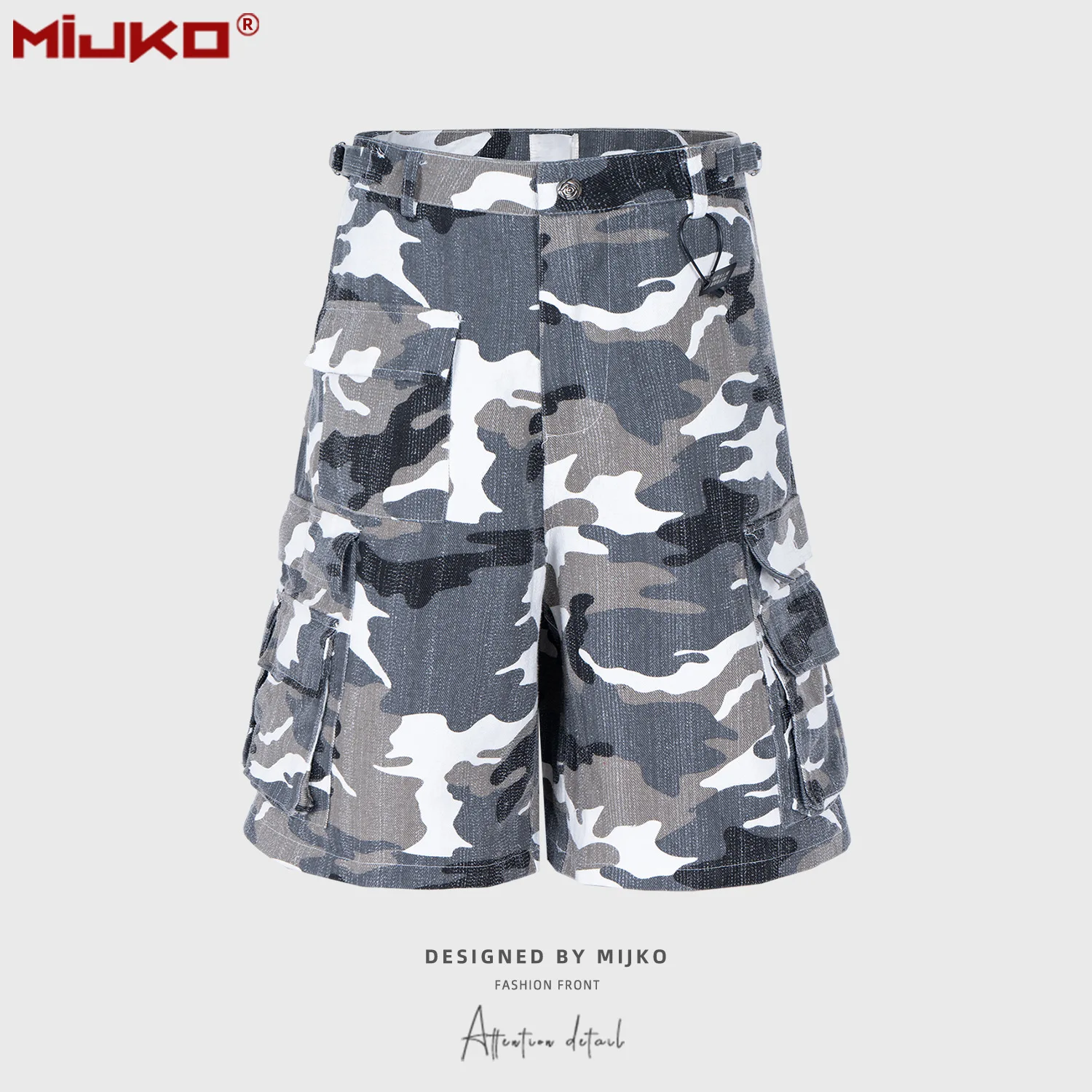 

MIJKO камуфляжные шорты-карго с несколькими карманами для мужчин, широкие лоскутные мешковатые брюки выше колена, свободные шорты в стиле Харадзюку # 8501