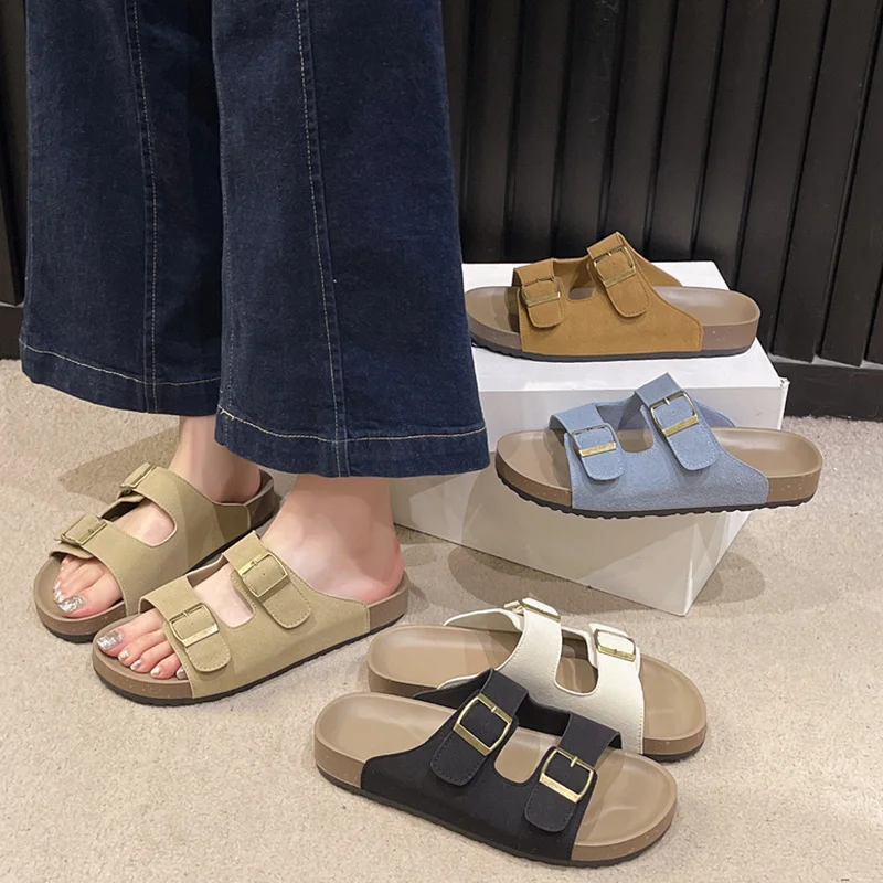 Beach Shoes Big Size Slippers Flat Slides Sabot Retro Shoes Woman 2024 Big Size Slippers Flat Shale Female Beach Sabot Slides