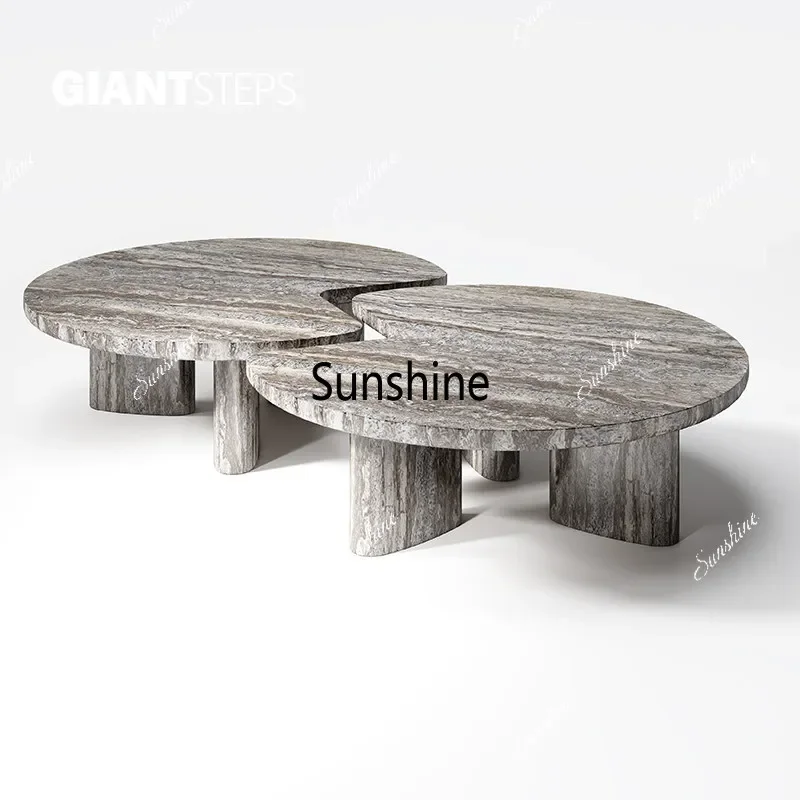 

Natural marble modern high-end household round coffee table FT