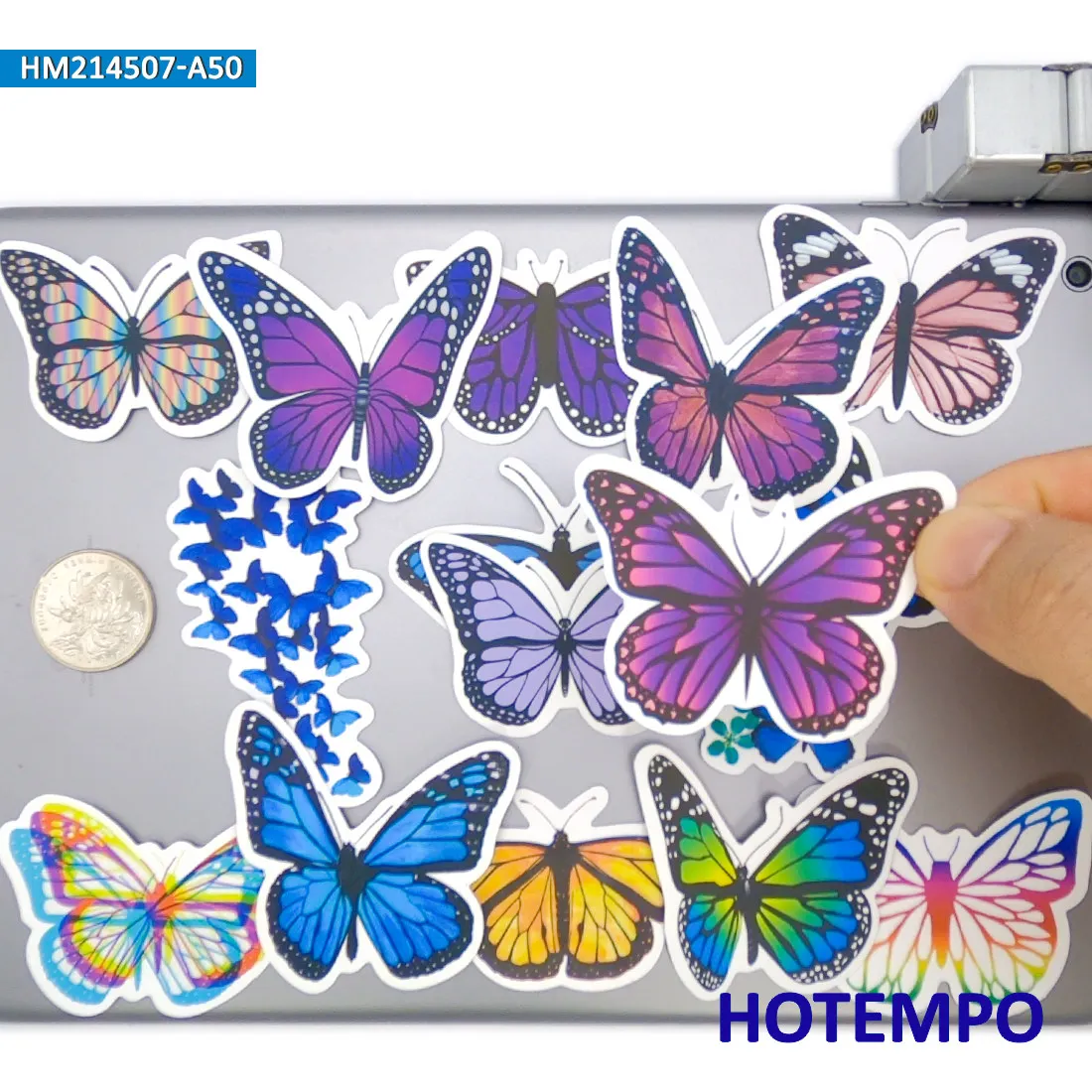 20/30/50Pieces Colorful Butterflies Stickers Cute Insect Animal Cartoon for Phone Scrapbook Luggage Bike Car Laptop Sticker Toys