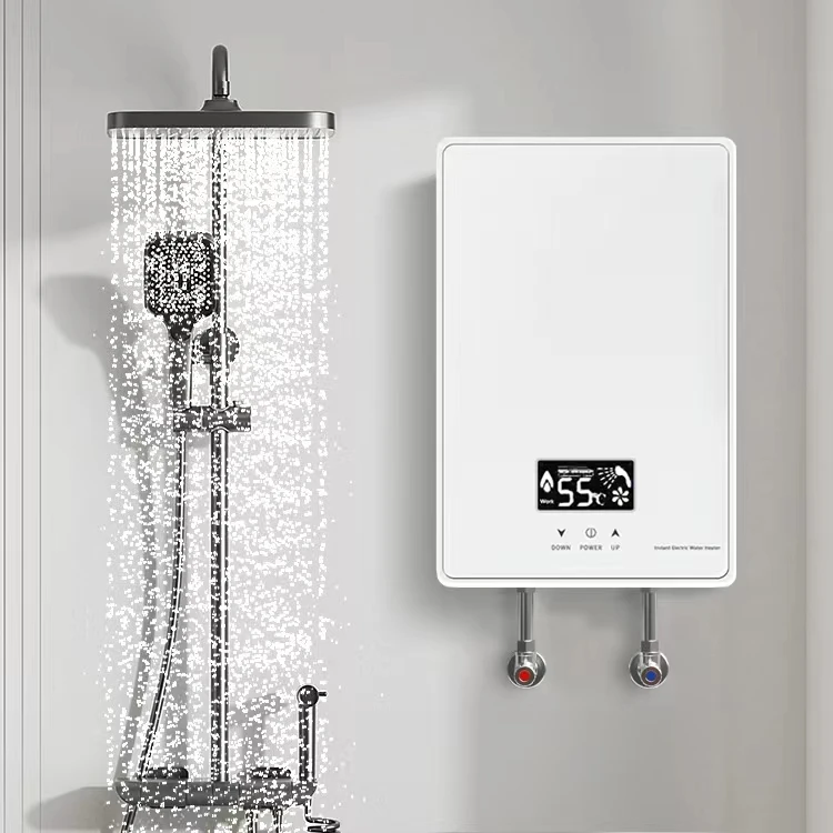 High-End Portable Stainless Steel Tankless Electric Water Heater Instant Shower Wall-Mounted with 2 Years Warranty Bathroom Use