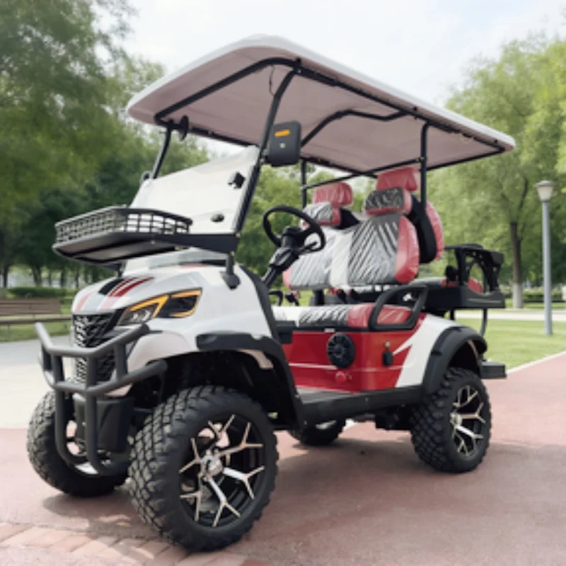 

Электрическая тележка для гольфа для взрослых, 5 кВт, 72 В, свинцово-кислотная батарея и литиевая батарея, красный гольф-кар с дополнительным питанием для продажи, гоночный автомобиль Livery