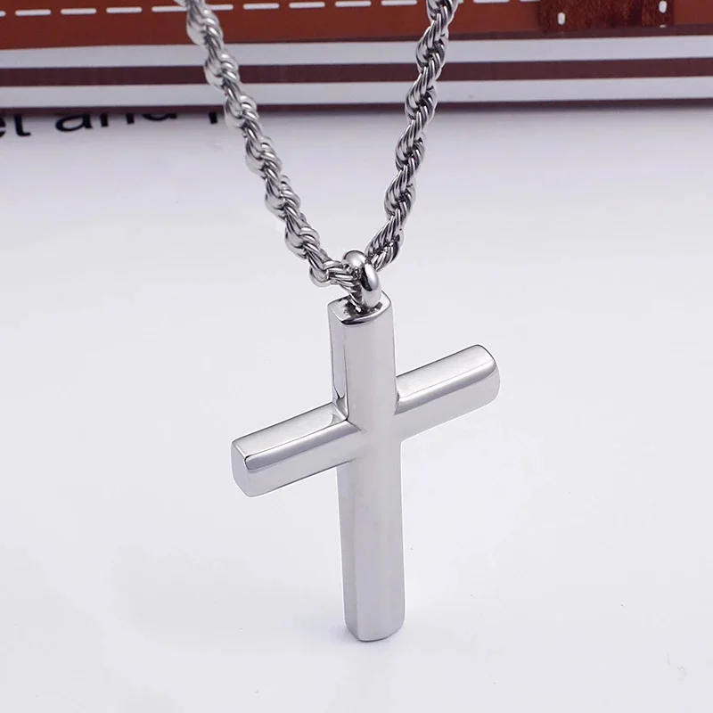 

HAOYI Stainless Steel Shiny Cross Pendant Necklace For Men Fashion Silver Color Jewelry Gift
