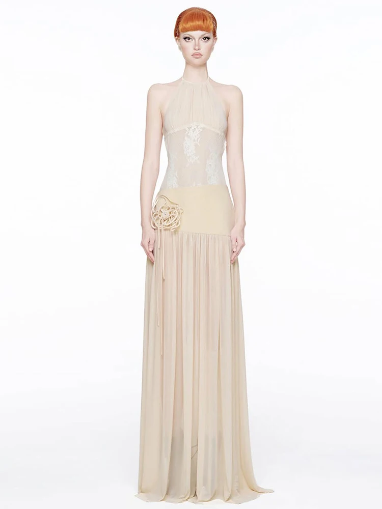 

Женское элегантное платье Nibber Jacquard с открытой спиной, банкетное, на бретельках, с сетчатыми вставками, драпировкой, аппликациями, персикового цвета, облегающее, стрейч, с эффектом утяжки бедер, Vestidos