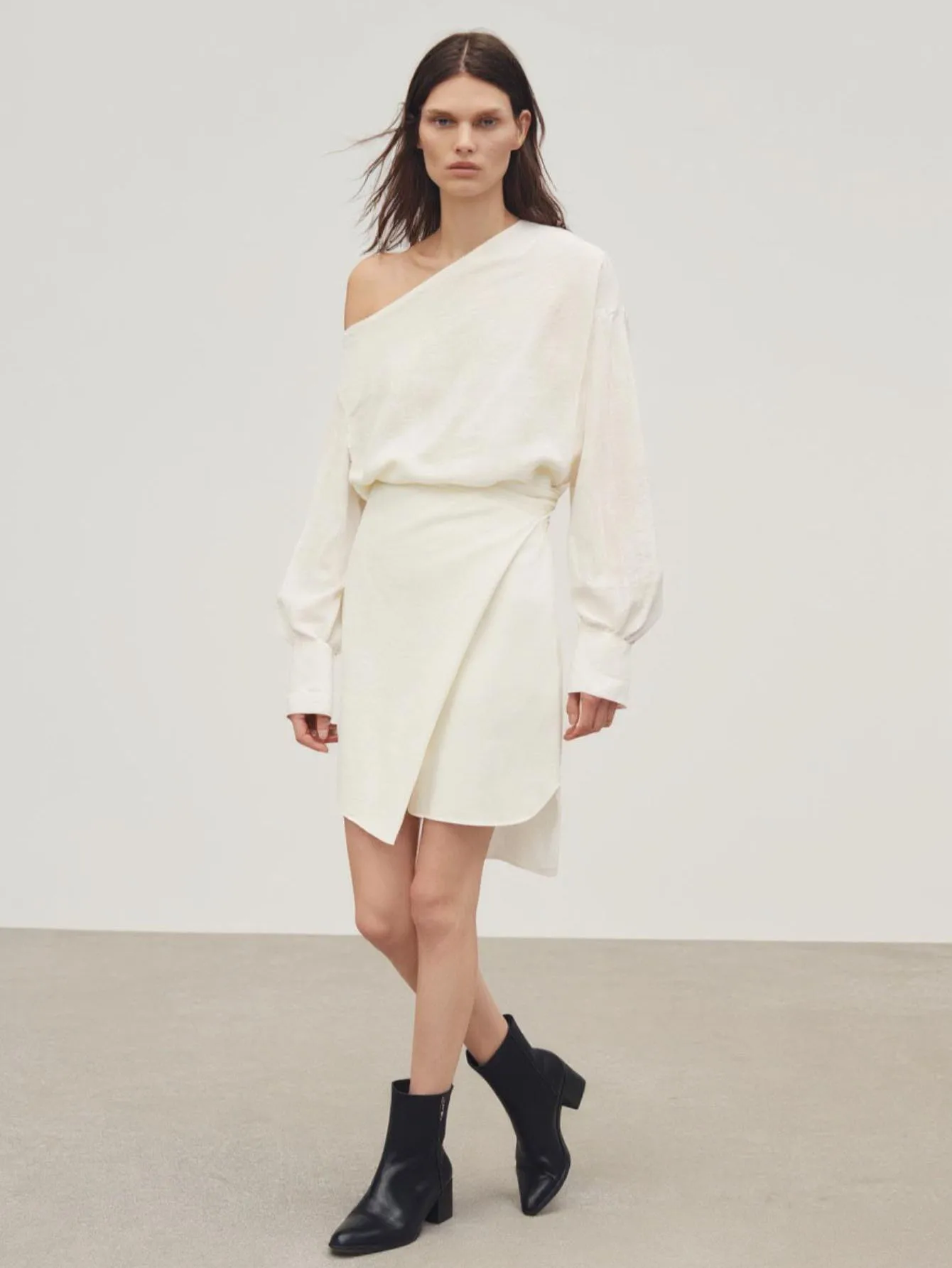 Robe élégante à une épaule et manches longues pour femmes, Mini robe trapèze unie, Sexy, pour rendez-vous, automne