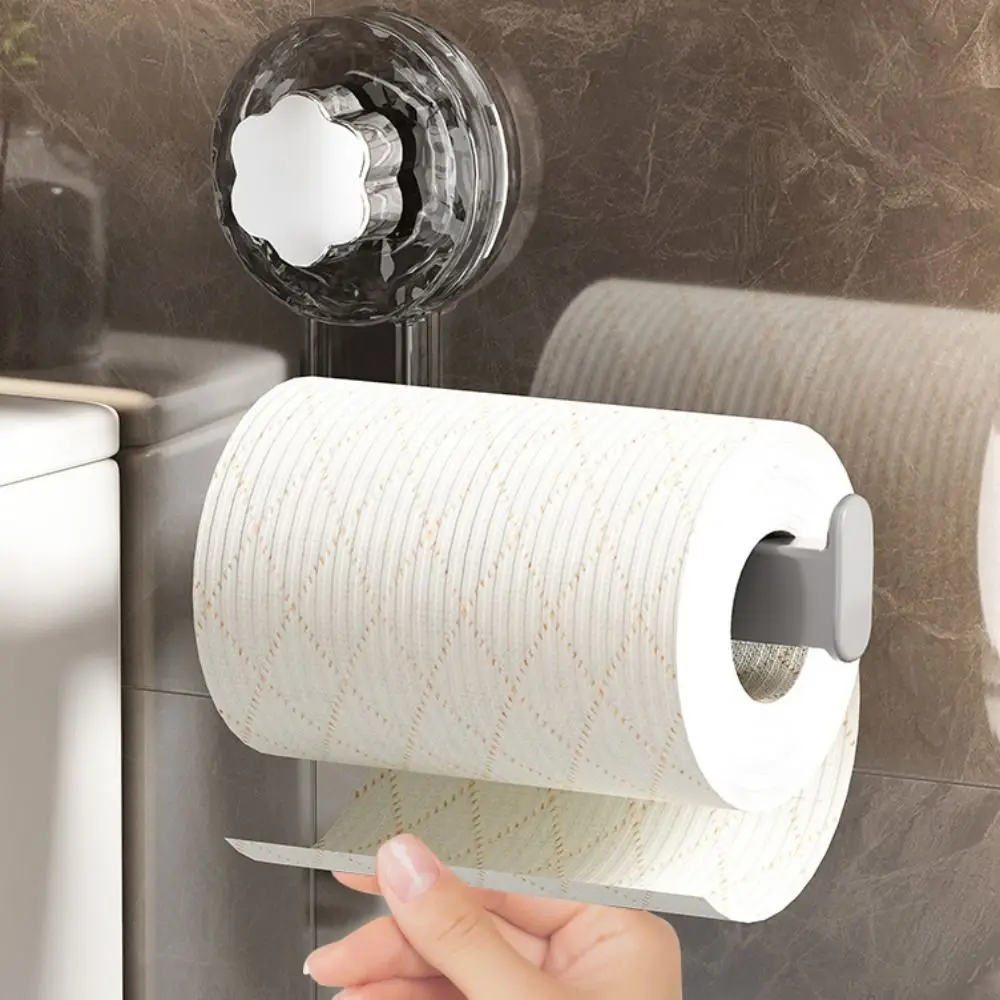 Save Space Wall Mounted Suction Cup Tissue Holder Stable Waterproof Tissue Rack Plastic Reusable Toilet Paper Holder Home