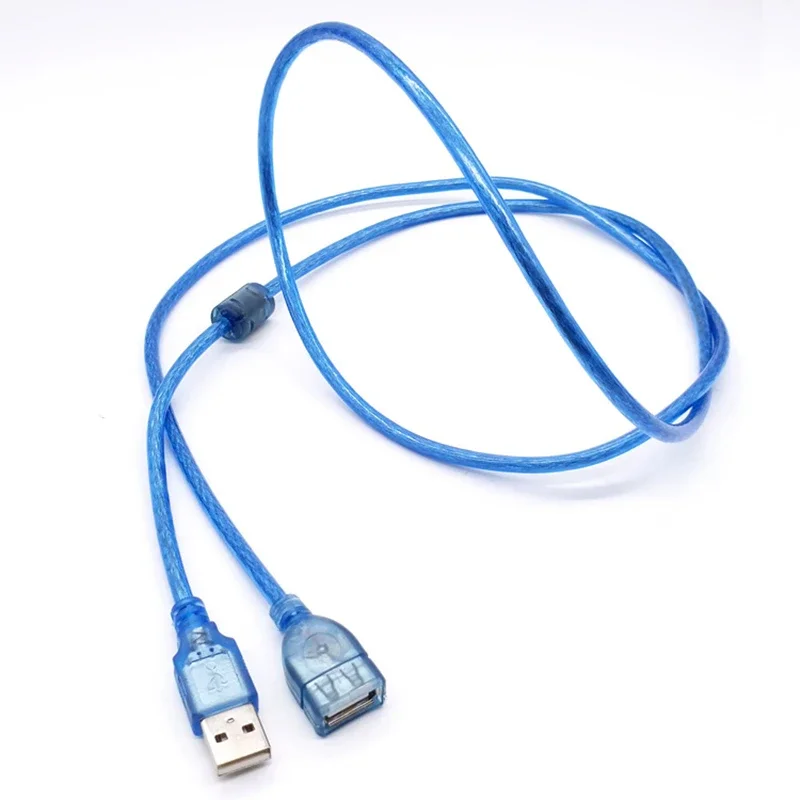 High Speed USB 2.0 Extension Cable 0.3M 1M 2M 3M 5M 10m Transparent Blue Male To Female / male USB Extension Cord Copper cable