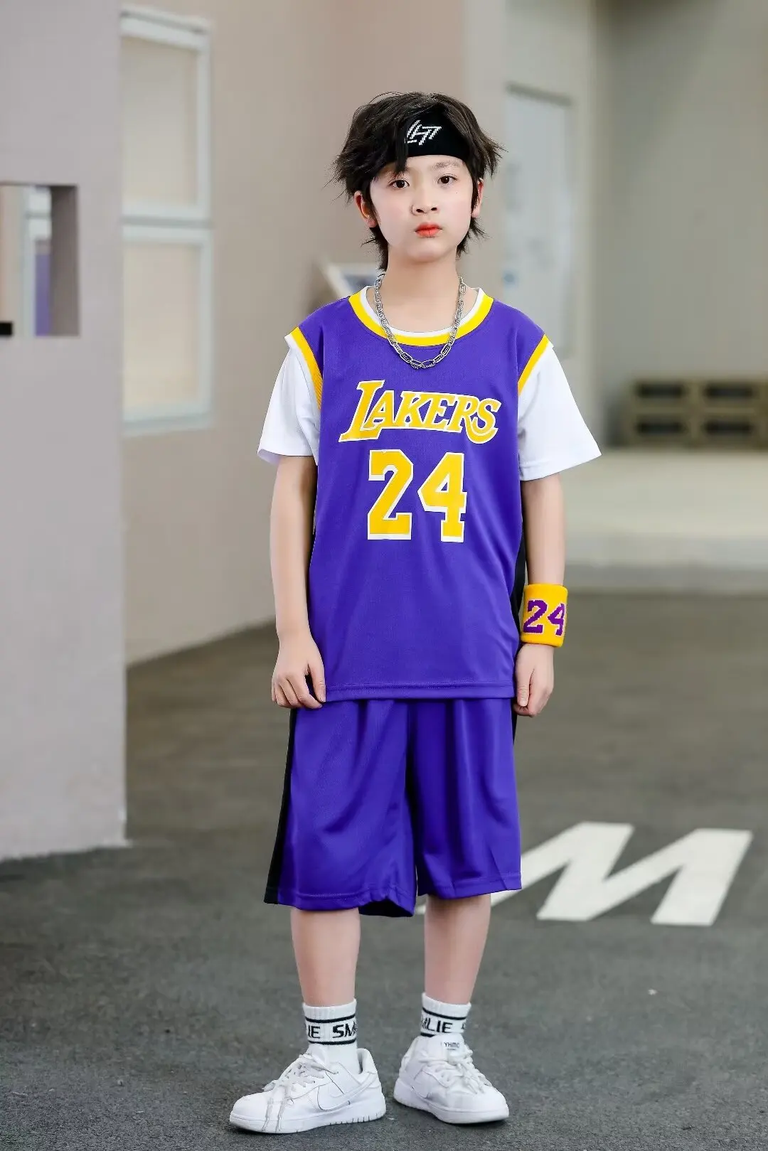 NEW 24 25 Children\'s clothing suit boy girl Fans Basketball Jerseys 24  Fake two-piece uniform kit training Shirts and shorts