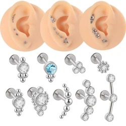 1pcs Stainless steel Zircon Labret Lip Ring Ear Stud Ear Tragus Cartilage Helix Conch Lobe Piercing Earrings Body Jewelry 16g