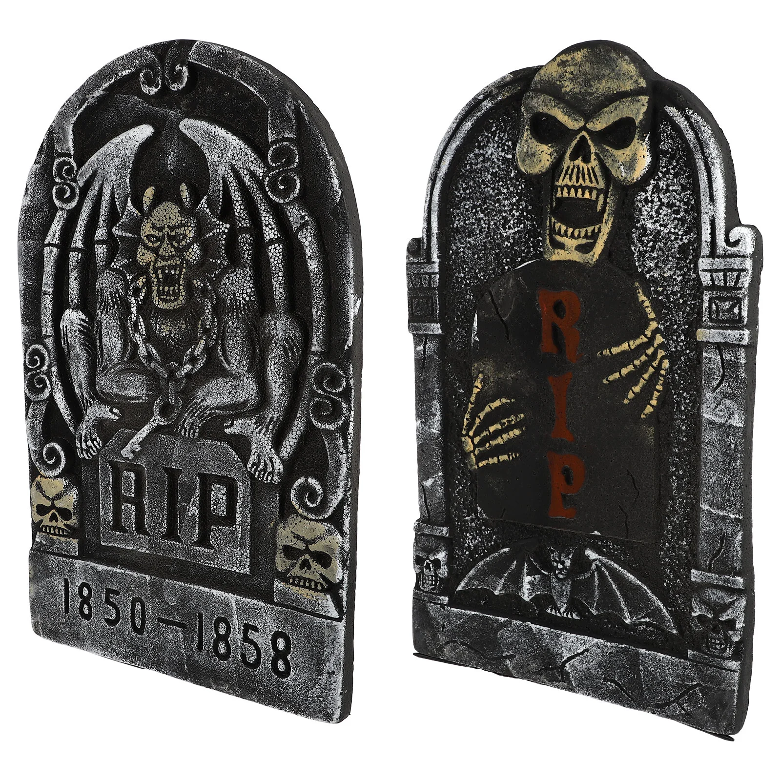 

2 Pcs Halloween Tombstone Tombstones Props Decor Craft Decorations Voice Control Yard Ornaments Foam Prank