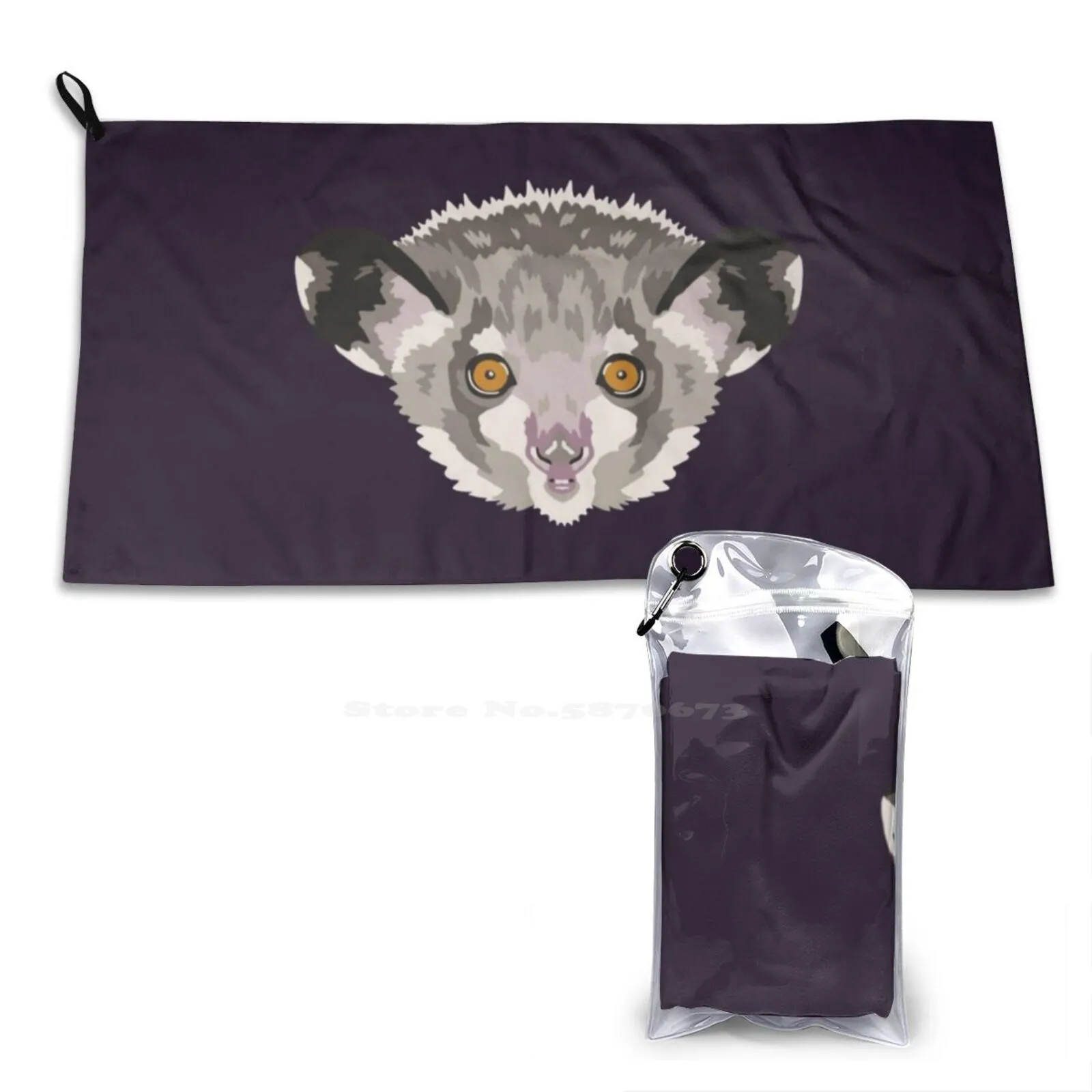 Aye-Aye Face Personalized Soft Shower Quick Dry Towel Aye Aye Zookeeper Lemur Geocreate Simple Face Head Animal Primate Grey