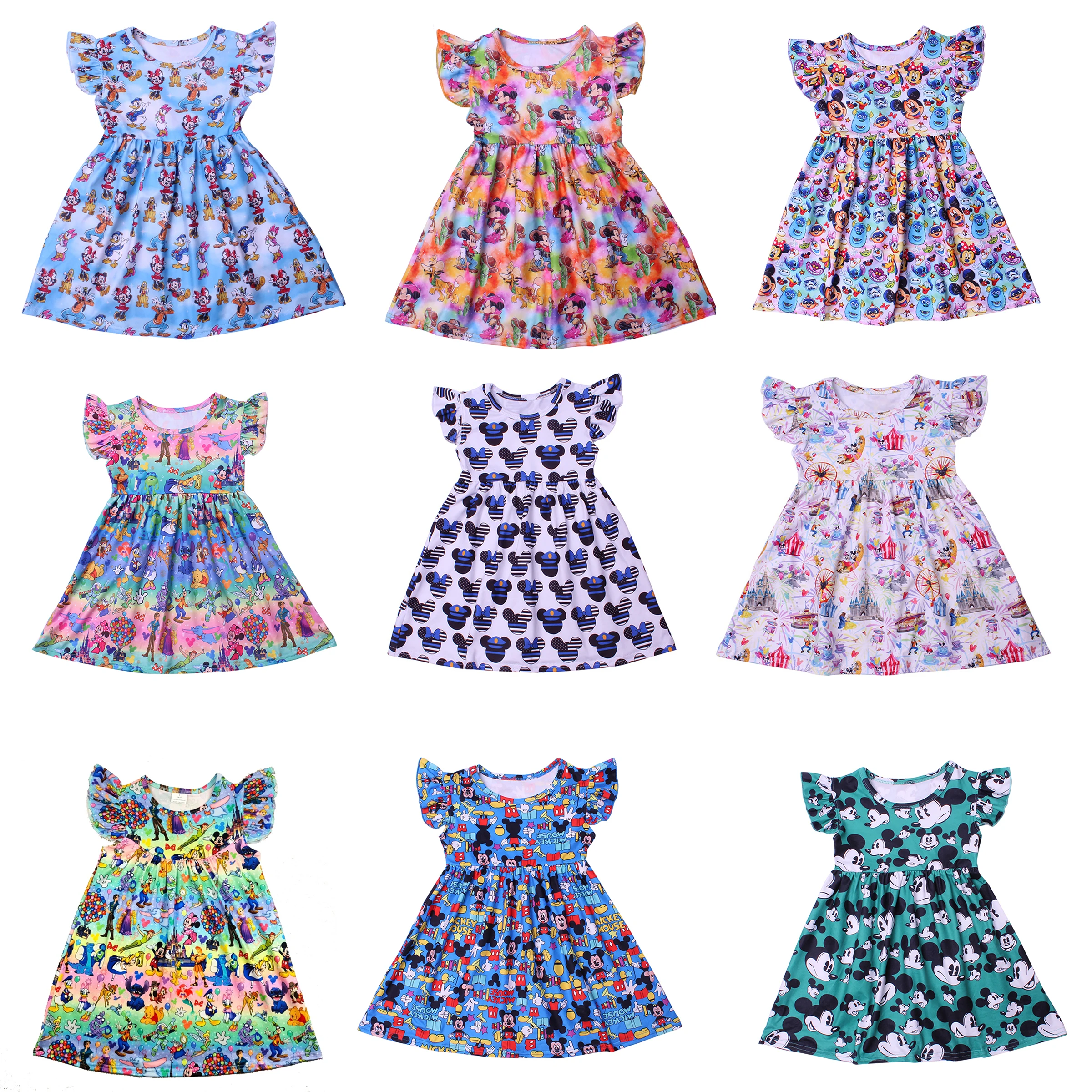 

Disney Mickey Casual Dress Children Girls Fashionable Sleeveless Cartoon Clothes Milksilk Little Kids Party Dresses