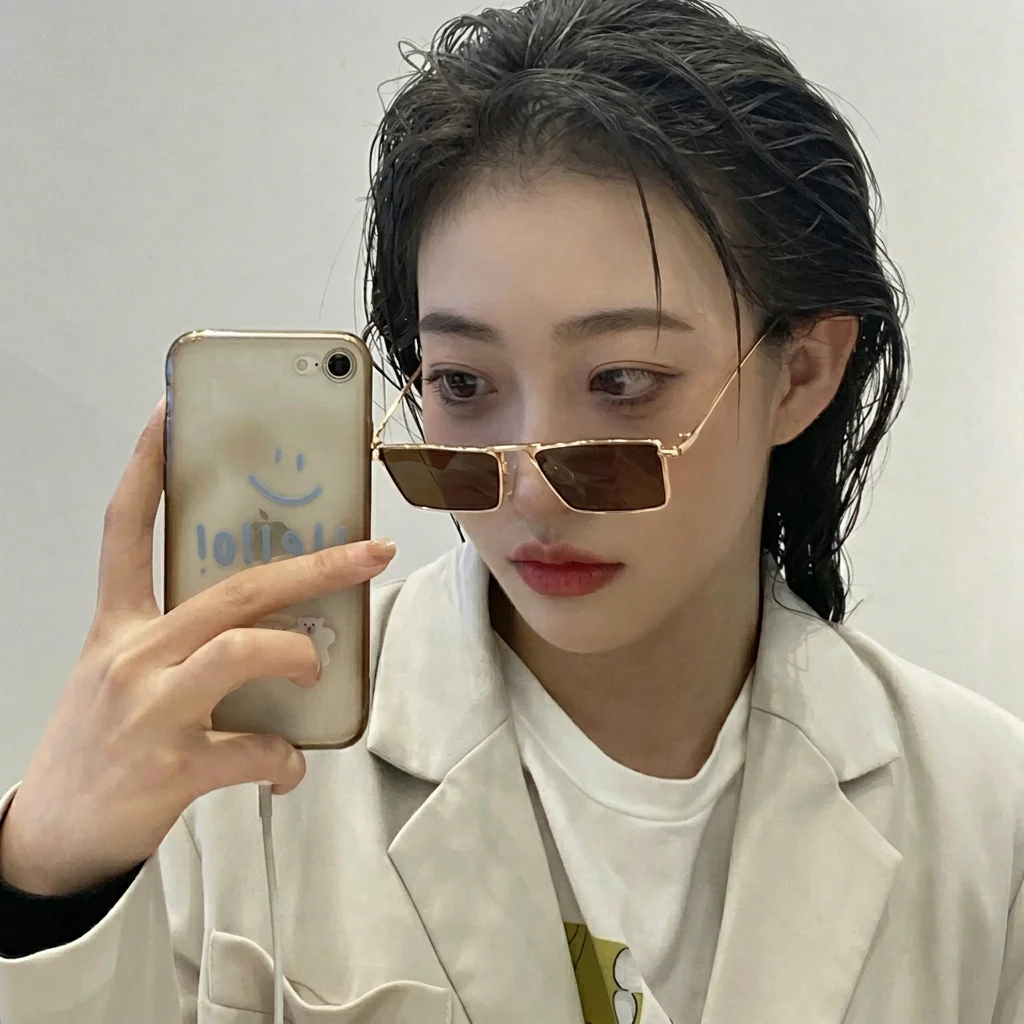 KLASSNUM Rectangle Metal Sunglasses Women Vintage Luxury Designer Shades Sun Glasses Outdoor travel street shooting Goggles