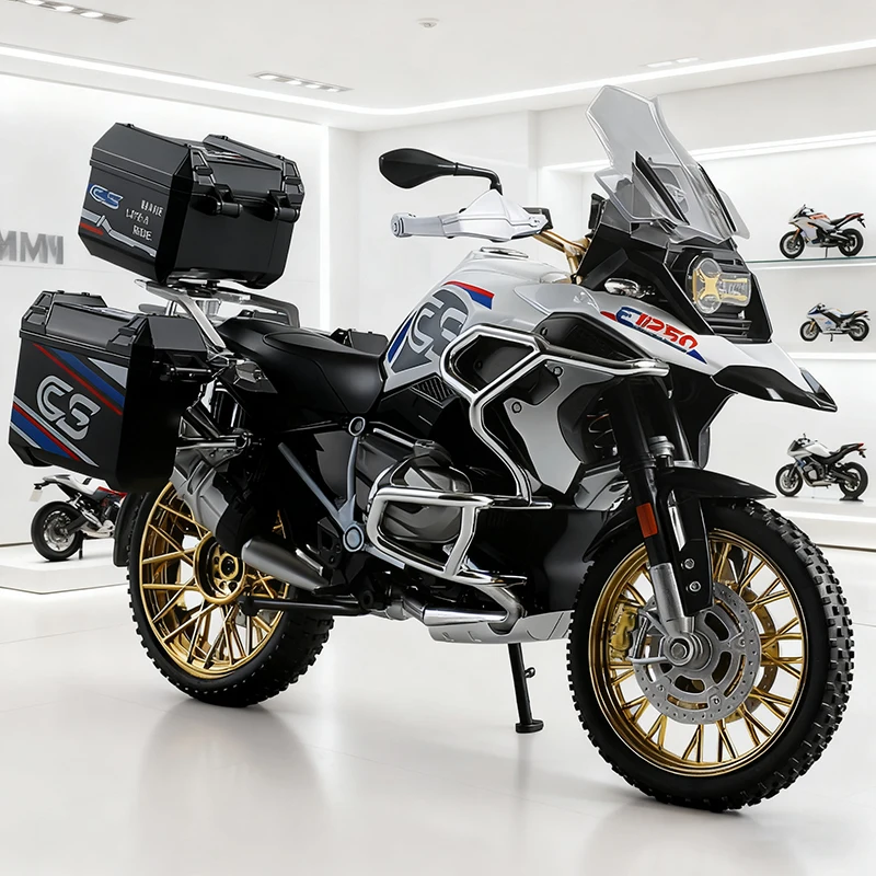 

1:10 R1250GS Adventure из сплава, литая под давлением модель мотоцикла, коллекция автомобилей, звук и свет, внедорожный автоцикл, игрушечный автомобиль