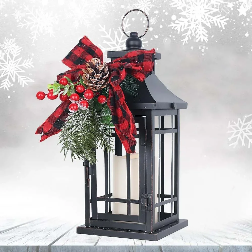 

Christmas Decorations Indoor,Large Outdoor Lanterns Decorative for Table Centerpieces,Vintage Metal Hanging Candle Holder