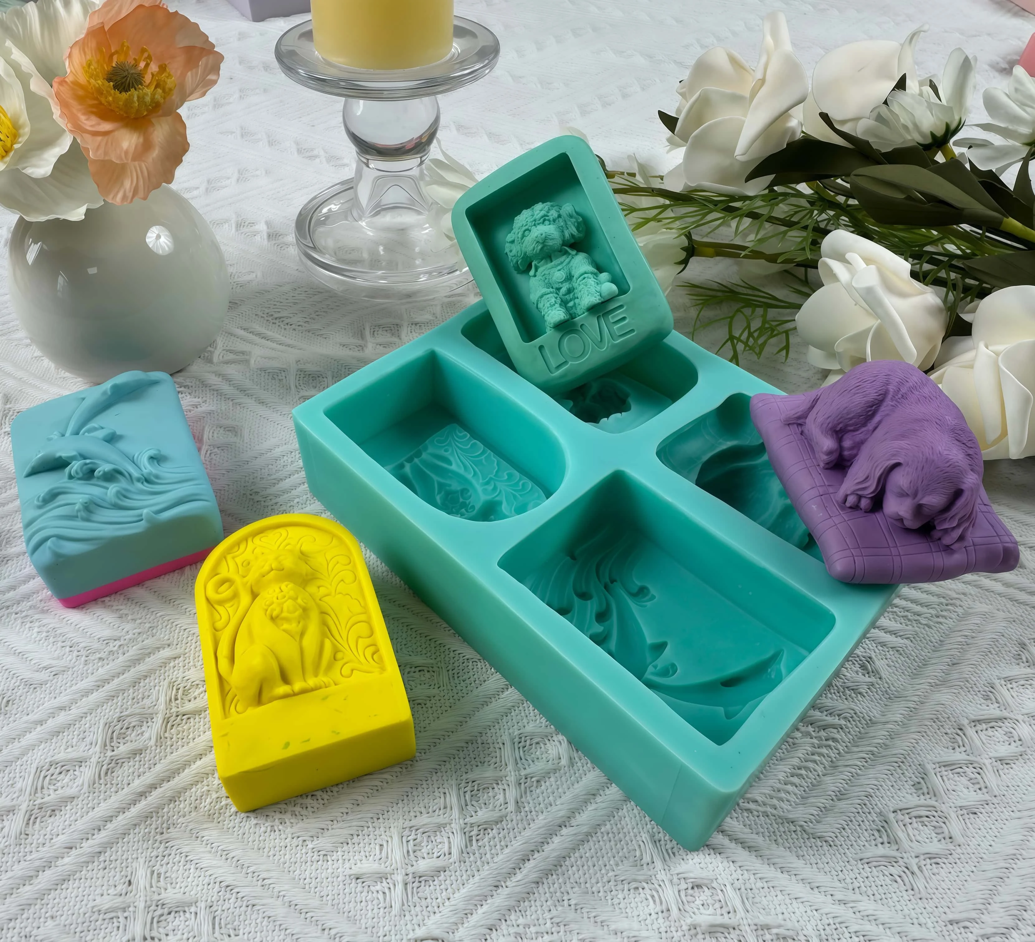 4구 동물 비누 몰드 DIY 강아지 고양이 돌고래 실리 - Soap Making Books 리뷰 및 가격