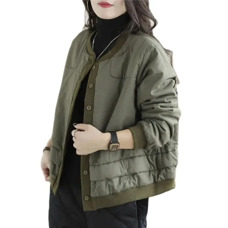 Fashion Autumn Winter Cotton Padded Clothes Women's Cotton Coat Korean Style Loose Casual Jacket Black Green Khaki Female