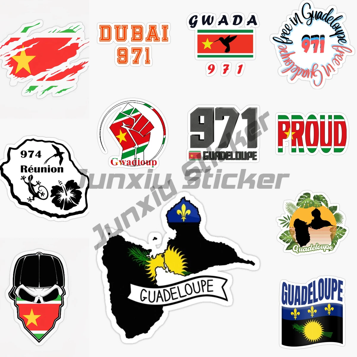 

GUADELOUPE 971 Flag Map Waterproof Vinyl Pvc Decal Car Accessories Pegatinas Para Coche DIY Car Styling Car Sticker