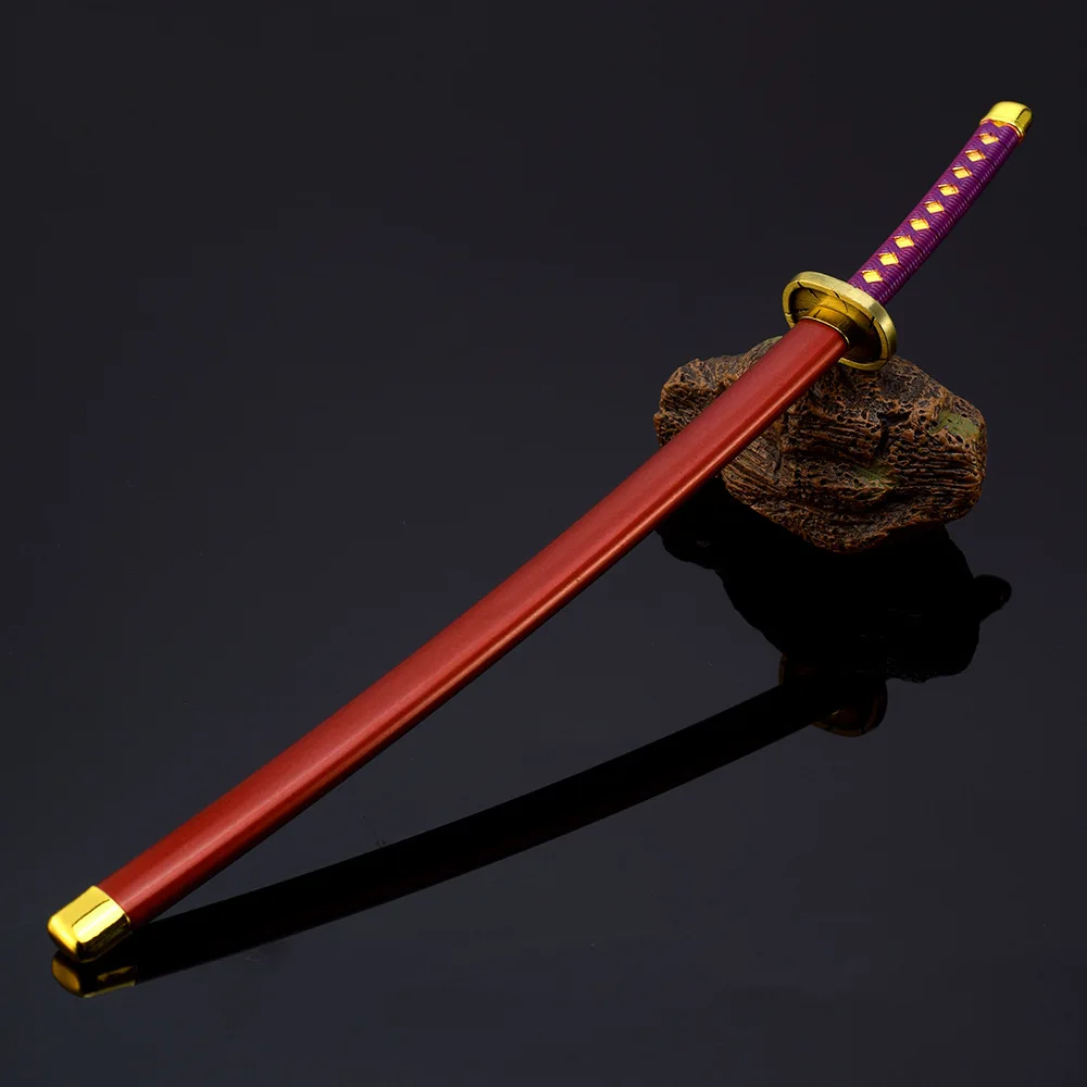 26cm periférico de animé Katana Kurosaki Ichigo Ban Kai Zangetsu accesorios de Cosplay cuchillo de Metal modelo espadas samurái juguetes adornos regalos