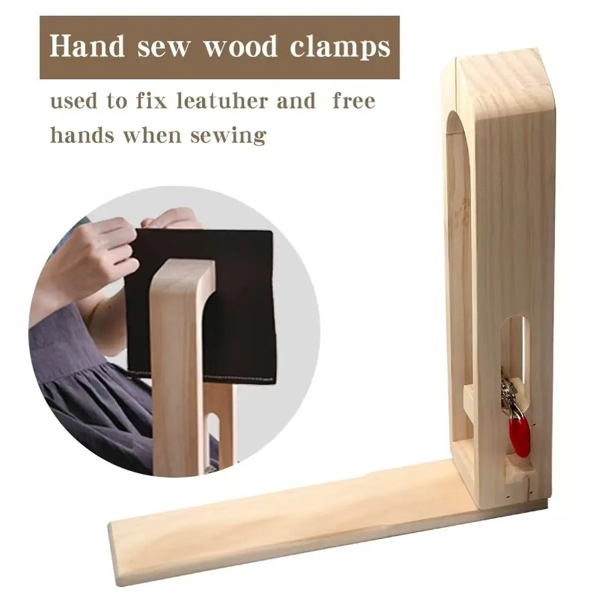 1 Pc Wood Leather Craft DIY Stitching DIY Leather Goods Rack Without Pre Wrapped Leather Clamp DIY Hand Sewing Tools