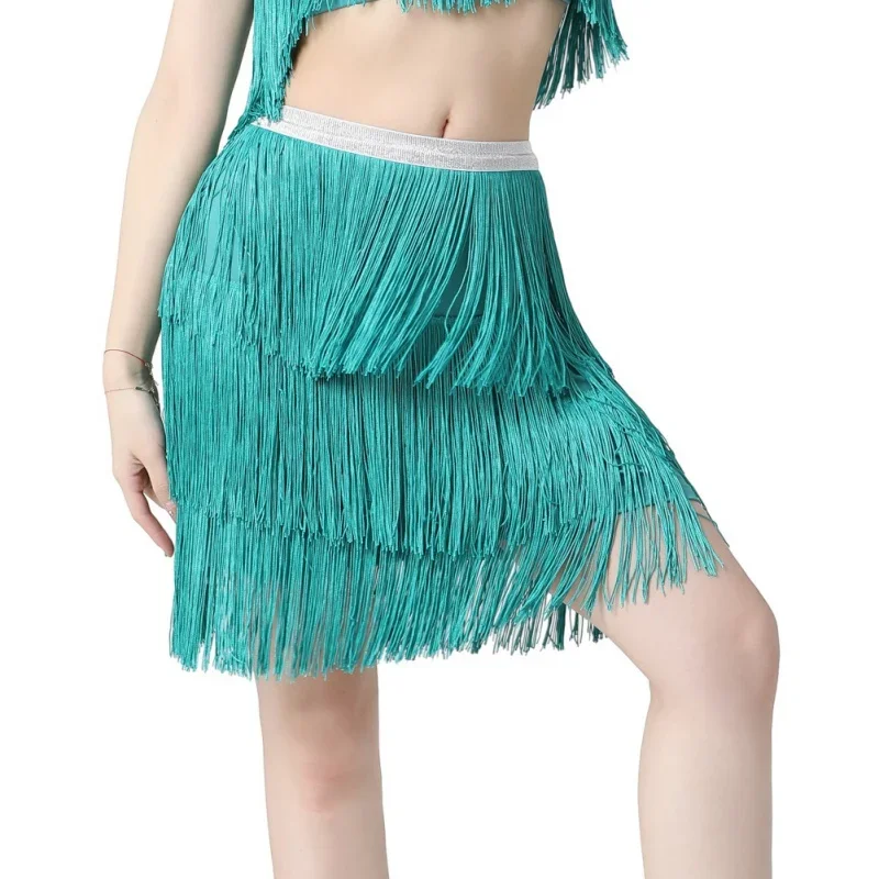 Women  Latin Dance Fringe Skirt Dance Practice Half Skirt Festival Stage Performance Costume Sexy Tassel Latin Dance Skirts