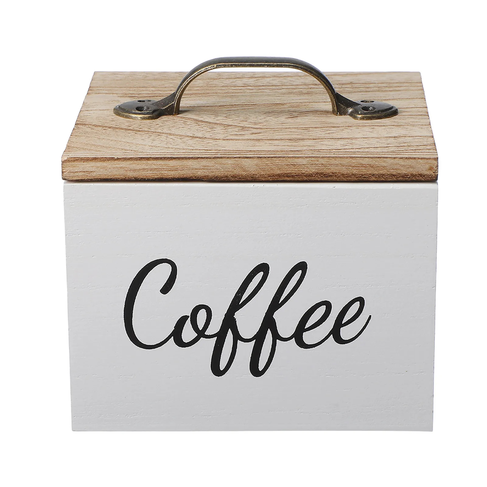 Coffee Capsule Storage Box Wood Vintage White Dustproof Lid Kitchen Organizer Tea Bag Sugar Packet Box