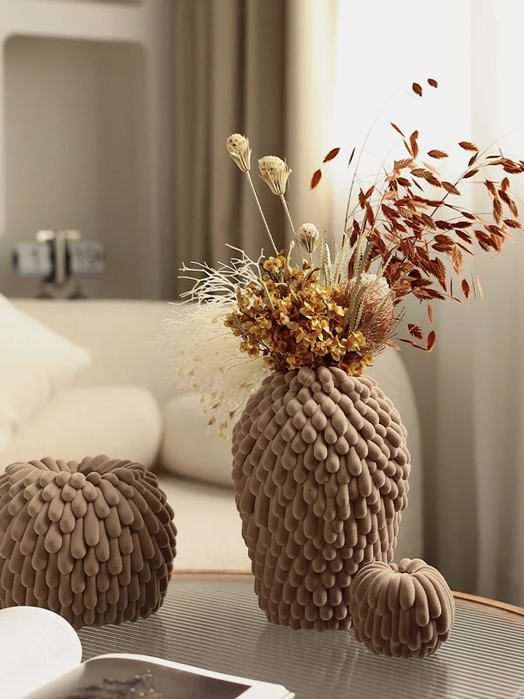 Modern Minimalist Flocking Art Flower Creative Home Dried Flowers Flower Arrangement Decoration Ornaments
