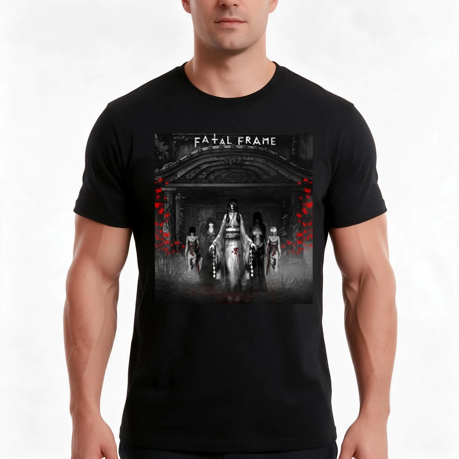 Fatal Frame T-Shirt, Summer Casual Cotton Tee, Oversized Streetwear Tops, Vintage Graphic Print, Loose Fit Short Sleeve