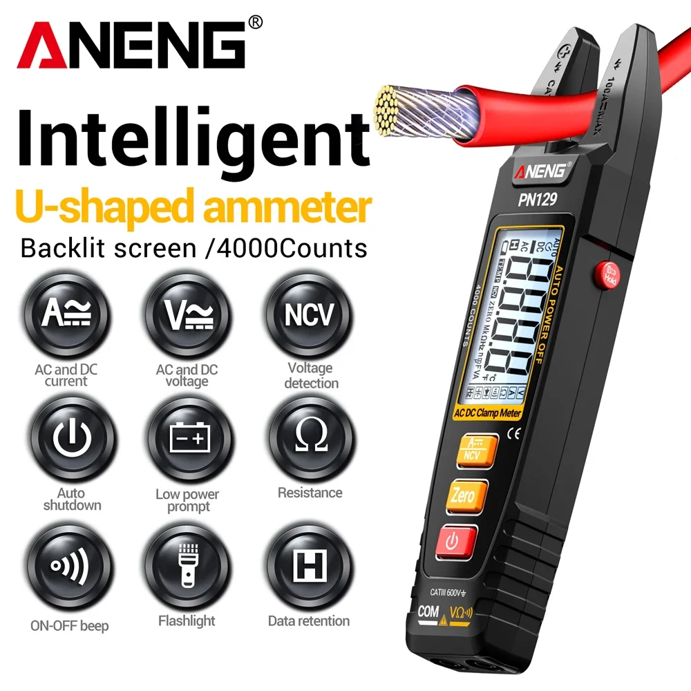 Intelligent Clamp Meter Digital Multimeter 4000 Counts AC/DC Voltage Current Protable Capacitance Resistance NCV Sensing Toosl