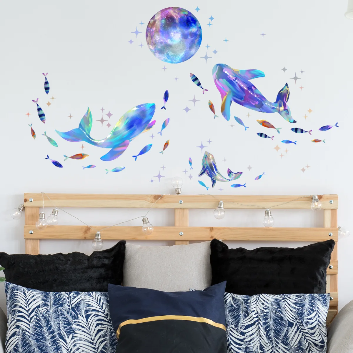 3pcs Colorful Star Whale Cartoon Wall Stickers Floor Stickers Living Room Bedroom Room Decorative Creative Mural Wall Stickers