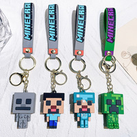 My World Figure Model Keychains Minecraft Pixel Peripherals Toys Pendant Silicone Keyrings Backpacks Accessories Birthday Gifts